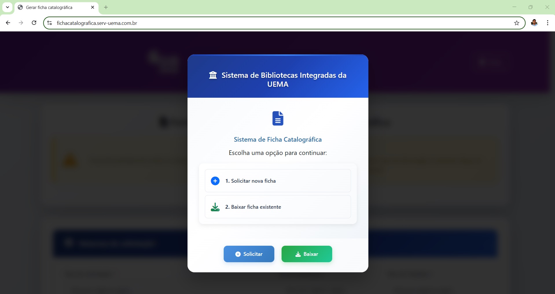 Sistema de Fichas Catalográficas